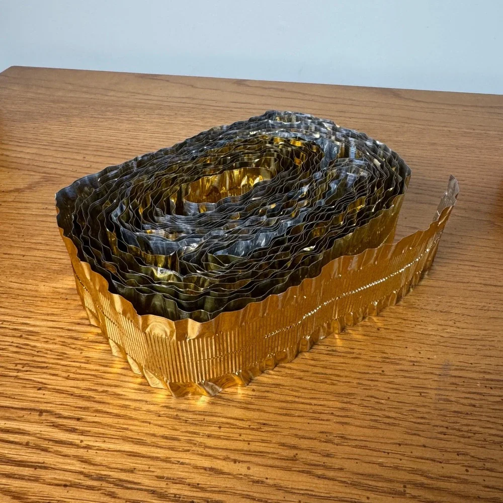Vintage Aluminum Foil Ribbon Gold 30 Feet Fireproof Holiday Decor‎